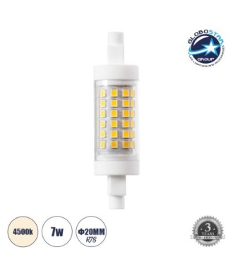 GLOBOSTAR® TUBINI 60394 Λάμπα R7S 78mm LED 7W 819lm 360° AC 220-240V IP20 Φυσικό Λευκό 4500K - Lumileds SMD Chip - Μ7.8 x Π2 x Υ2cm - 3 Χρόνια Εγγύηση
